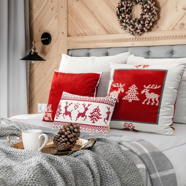 Metráž VIANOČNÁ OBLIEČKA NA VANKÚŠ NOEL 01 45X45 B+ČER