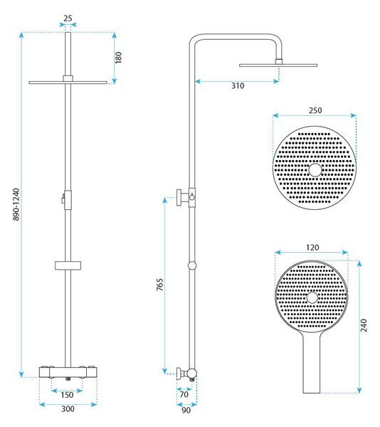 Rea Avanti, sprchový set s termostatom, zlatá matná, REA-P8920