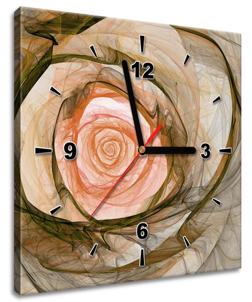 Obraz s hodinami Nádherná ruža fraktál Rozmery: 30 x 30 cm