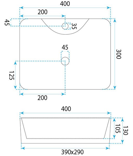 Rea Kelly Mini, umývadlo na dosku 410x310x130 mm, imitácia kameňa-Aiax Shiny, REA-U6504