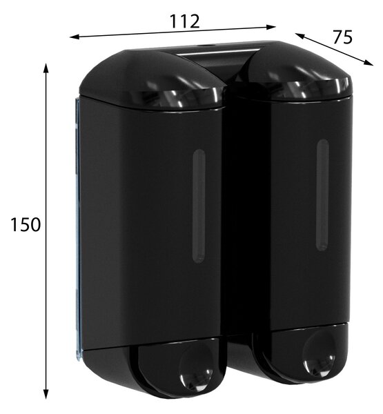 MARPLAST MARPLAST, SHOWER SMALL dvojitý dávkovač tekutého mydla, 2x170ml, čierna, A94603