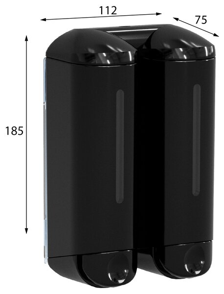 MARPLAST MARPLAST, SHOWER MEDIUM dvojitý dávkovač tekutého mydla 2x250ml, čierna, A94803