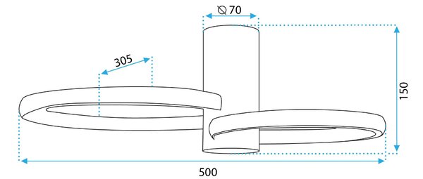 Toolight Toolight, LED stropné svietidlo 50x30,5cm, 22W, APP1402-CW, zlatá lesklá, OSW-05849
