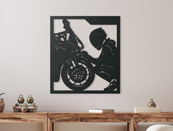 Drevko Drevený obraz Motorkár a jeho vášeň