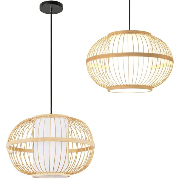 Toolight Natural, závesné stropné svietidlo 50cm 1xE27 APP1632-1CP, prírodná hnedá-biela, OSW-05144