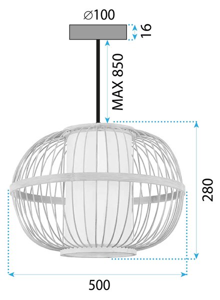Toolight Natural, závesné stropné svietidlo 50cm 1xE27 APP1632-1CP, prírodná hnedá-biela, OSW-05144