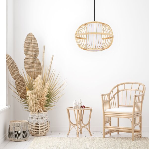Toolight Natural, závesné stropné svietidlo 50cm 1xE27 APP1632-1CP, prírodná hnedá-biela, OSW-05144