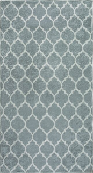 Svetlosivo-krémový prateľný koberec behúň 200x80 cm - Vitaus