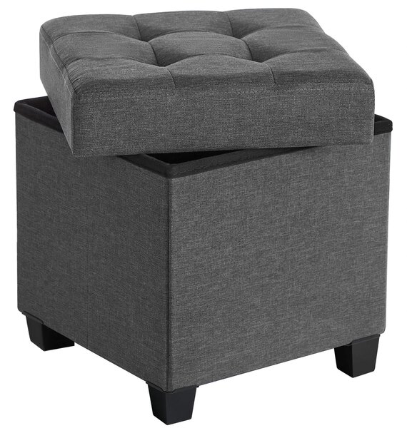 Dekorstudio Taburetka s úložným priestorom LSF014G01V1 z látky s imitáciou ľanu 38x38x40 cm - sivá