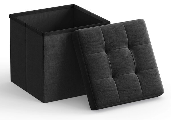 Dekorstudio Taburetka s úložným priestorom LSF028B01 z MDF a ľanovej tkaniny 30x30x30 cm - čierna