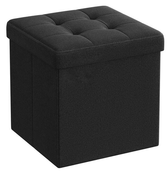 Dekorstudio Taburetka s úložným priestorom LSF028B01 z MDF a ľanovej tkaniny 30x30x30 cm - čierna