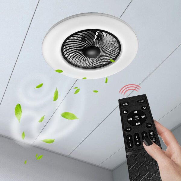 Toolight Toolight, LED stropné svietidlo s ventilátorom APP1552-C, čierna-biela, OSW-05181