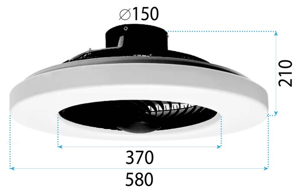 Toolight Toolight, LED stropné svietidlo s ventilátorom APP1552-C, čierna-biela, OSW-05181