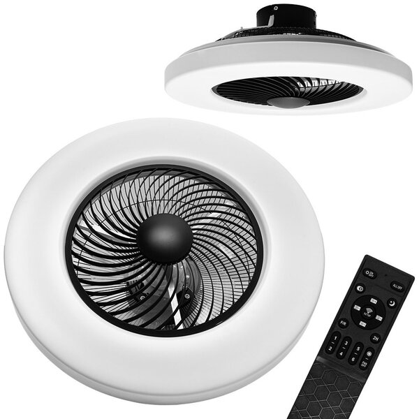 Toolight Toolight, LED stropné svietidlo s ventilátorom APP1552-C, čierna-biela, OSW-05181