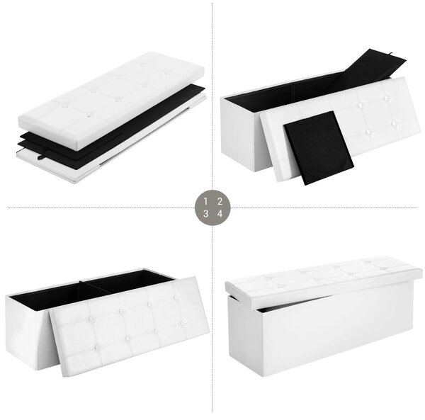 Dekorstudio Úložná taburetka LSF702V1 110x38x38 cm z ekokože – biela