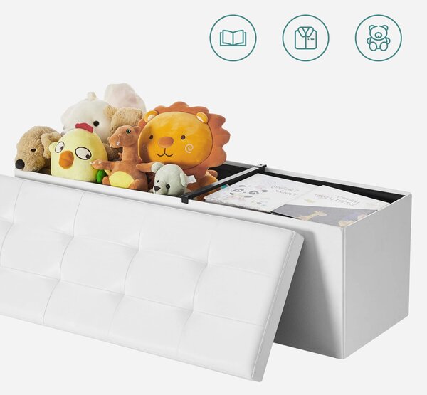 Dekorstudio Taburetka s úložným priestorom LSF75WT z ekokože 110x38x38 cm – biela