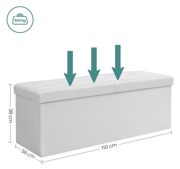 Dekorstudio Taburetka s úložným priestorom LSF75WT z ekokože 110x38x38 cm – biela