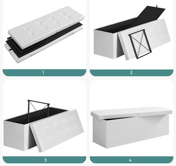 Dekorstudio Taburetka s úložným priestorom LSF75WT z ekokože 110x38x38 cm – biela