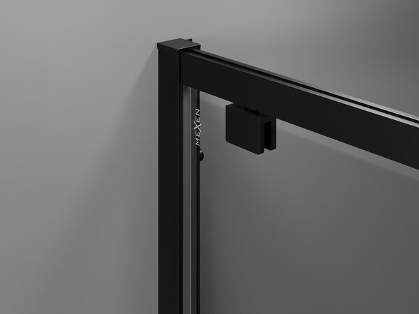 Mexen Exo, 1-krídlové sprchové dvere do otvoru 60 cm, 6mm číre sklo, čierny profil, 8181-060-000-70-00