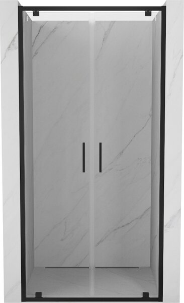 Mexen Exo, dvojité krídlové sprchové dvere 70x200 cm, 6mm číre sklo, čierny profil, 8182-070-000-70-00