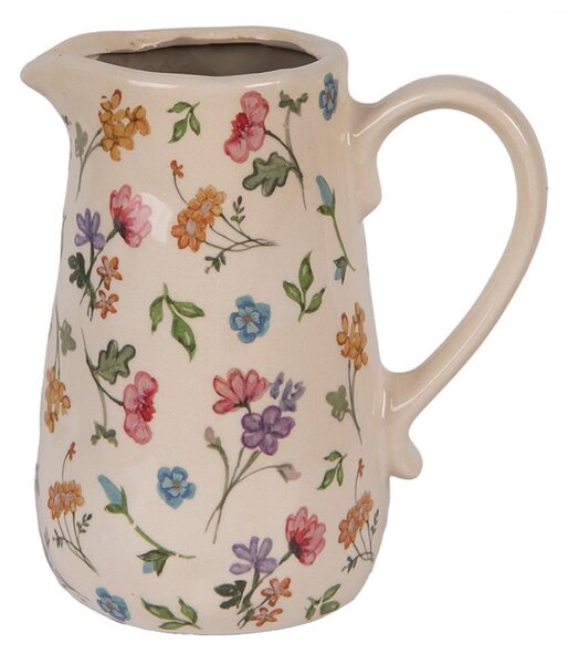 Keramický džbán s kvetinami Colourful Flowers M - 16*12*18 cm - Clayre & Eef