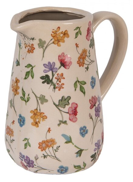 Keramický džbán s kvetinami Colourful Flowers M - 16*12*18 cm - Clayre & Eef