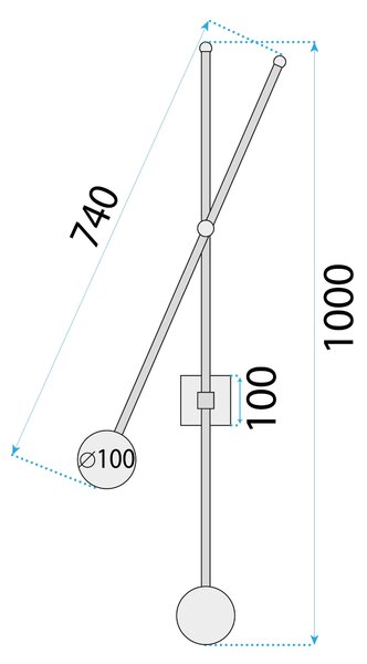 Toolight Toolight, nástenné svietidlo 2xG9 APP1595-2W, čierna, OSW-05680