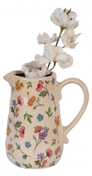 Keramický džbán s kvetinami Colourful Flowers M - 16*12*18 cm - Clayre & Eef