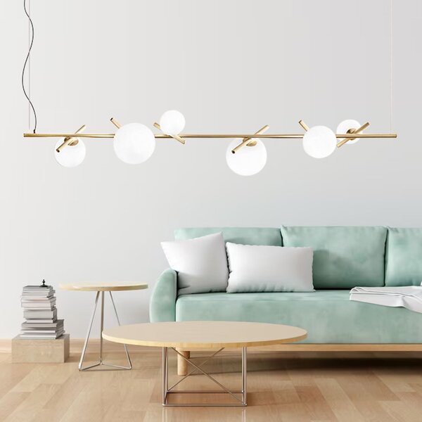 Toolight Toolight, stropné svietidlo 145cm 6xG9 APP1664-6CP, zlatá-biela, OSW-05705