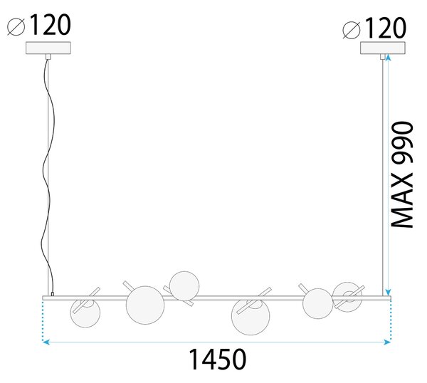 Toolight Toolight, stropné svietidlo 145cm 6xG9 APP1664-6CP, zlatá-biela, OSW-05705