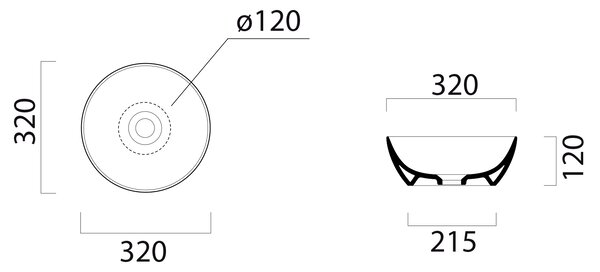 GSI GSI, PURA keramické umývadlo na dosku, priemer 32cm, biela ExtraGlaze, 885411