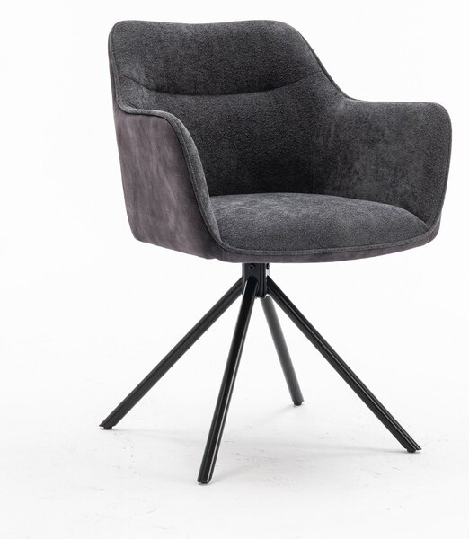 Dizajnová otočná stolička Rahiq tmavosivý zamat
