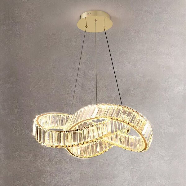 Toolight Toolight, LED závesné svietidlo 58cm, 49W, APP1538-CP, zlatá lesklá, OSW-05474