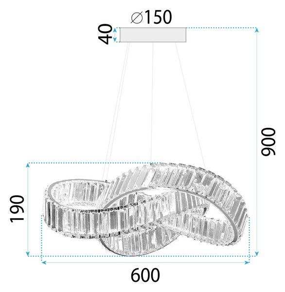 Toolight Toolight, LED závesné svietidlo 58cm, 49W, APP1538-CP, zlatá lesklá, OSW-05474