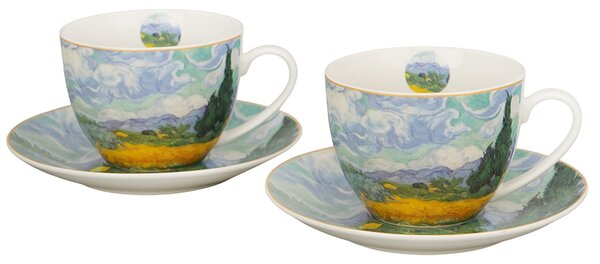 Porcelánová šálka s podšálkou Van Gogh Wheat Field 270 ml sada 2ks