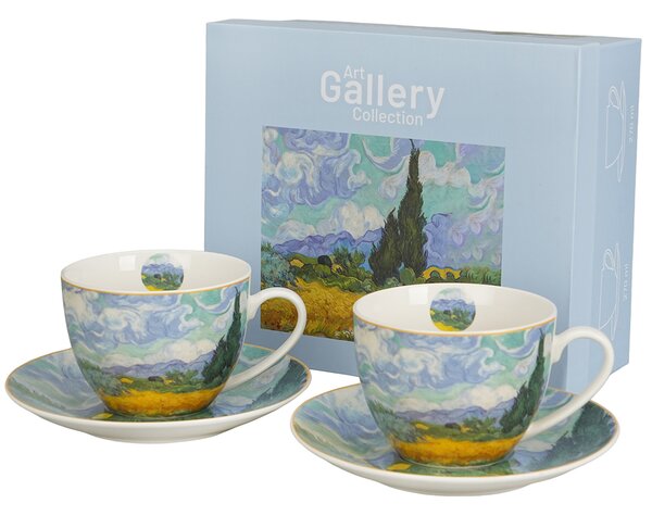 Porcelánová šálka s podšálkou Van Gogh Wheat Field 270 ml sada 2ks