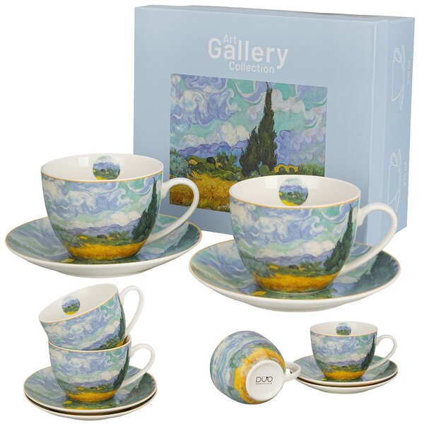 Porcelánová šálka s podšálkou Van Gogh Wheat Field 270 ml sada 2ks
