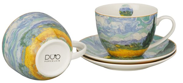 Porcelánová šálka s podšálkou Van Gogh Wheat Field 270 ml sada 2ks
