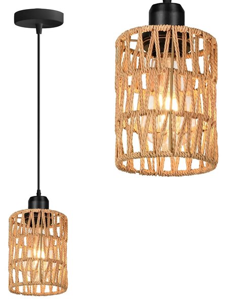 Toolight Boho, závesné stropné svietidlo 1xE27 APP1622-1CP, hnedá-čierna, OSW-05681