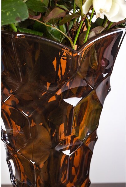 KRIŠTÁĽOVÁ VÁZA BOHEMIA HONEY COMB SMOKEY 355MM