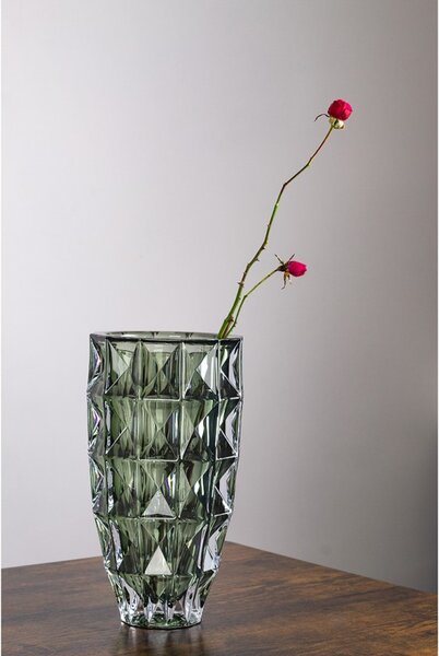 KRIŠTÁĽOVÁ VÁZA BOHEMIA DIAMOND SMOKEY GREEN 280 MM