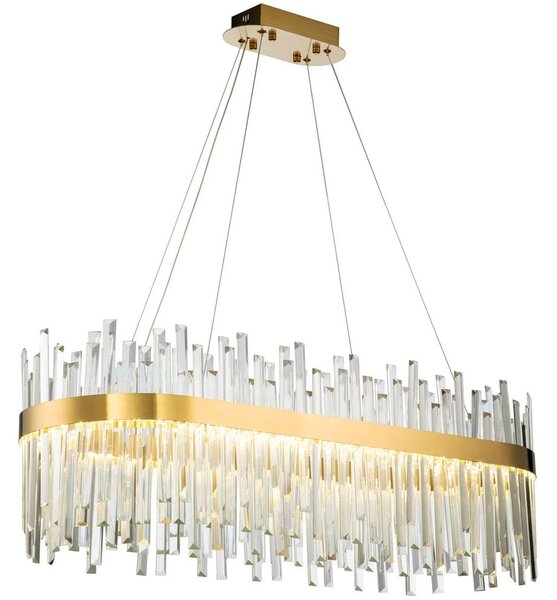 Toolight Toolight, LED krištáľové svietidlo 80x35 cm, APP1513-CP80, zlatá matná, OSW-03260