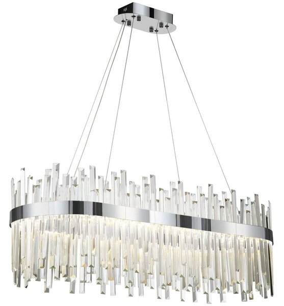 Toolight Toolight, LED krištáľové svietidlo 80x35 cm, 62W, APP1514-CP80, chrómová, OSW-03262