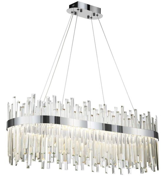 Toolight Toolight, LED krištáľové svietidlo 80x35 cm, 62W, APP1514-CP80, chrómová, OSW-03262