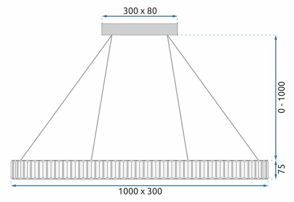 Toolight Toolight, LED stropné svietidlo 100x30 cm, 22W, APP1508-CP, zlatá matná, OSW-06971
