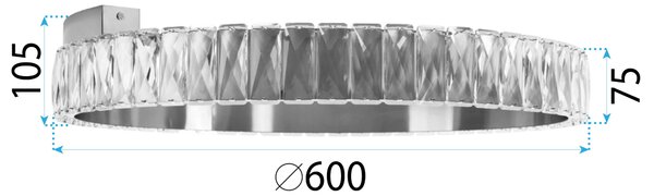 Toolight Toolight, LED krištáľové závesne svietidlo 60cm, APP1506-C, zlatá matná, OSW-06790