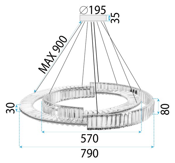 Toolight Toolight, LED krištáľové stropné svietidlo APP1524-CP60/80, zlatá, OSW-06972