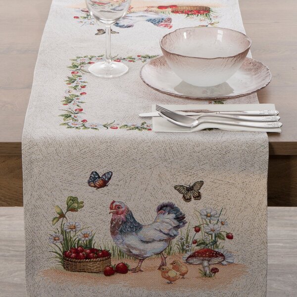 GOBELÍNOVÝ BEHÚŇ NA STÔL FOWL 40X100 CM VZOROVANÁ