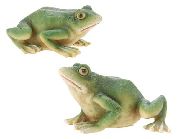 Záhradná figúrka z polistone Frog, sada 2ks, 5 cm, zelená BS