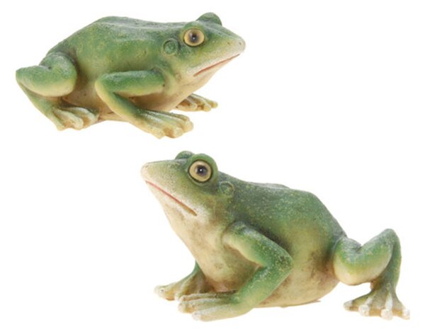 Záhradná figúrka z polistone Frog, sada 2ks, 5 cm, zelená BS